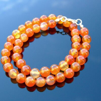 Carnelian Natural Gemstone Necklace 8mm Beaded 16-30inch Michael's UK Jewellery