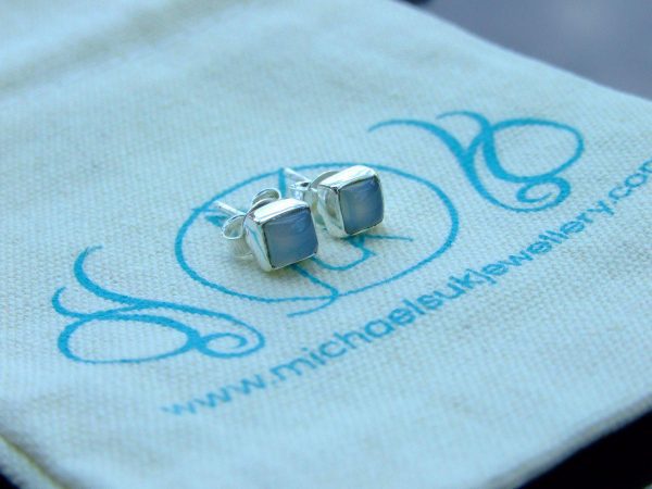 Chalcedony Natural Gemstone 925 Sterling Silver Earrings Michael's UK Jewellery