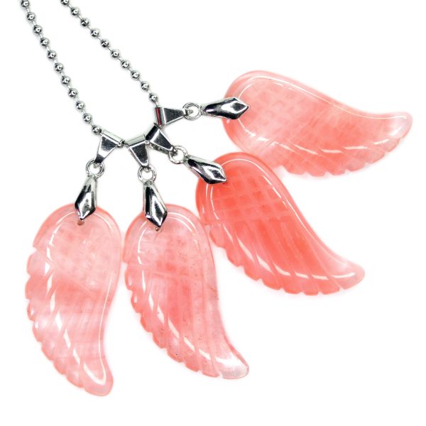 Cherry Quartz Angel Wing Necklace Natural Gemstone Pendant mine to mind
