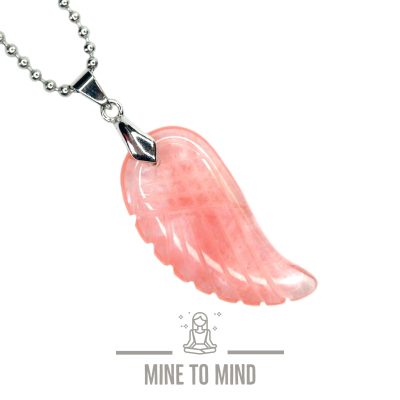 Cherry Quartz Angel Wing Necklace Natural Gemstone Pendant mine to mind
