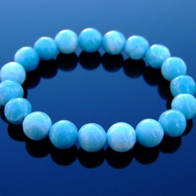 Chinese Larimar (Hemimorphite) 10mm Natural Gemstone Bracelet 6-9'' Elasticated Michael's UK Jewellery