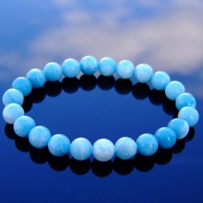 Chinese Larimar (Hemimorphite) Natural Gemstone Bracelet 6-9'' Elasticated Michael's UK Jewellery