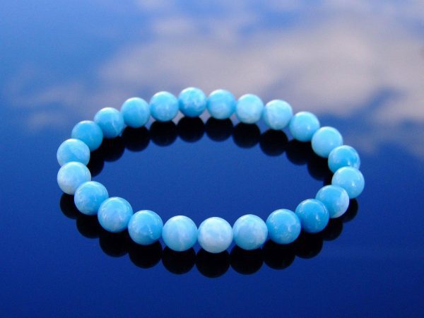 Chinese Larimar (Hemimorphite) Natural Gemstone Bracelet 6-9'' Elasticated Michael's UK Jewellery