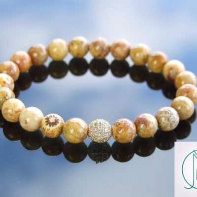 Chrysanthemum Gold Micro Pave Natural Gemstone Bracelet 6-9'' Elasticated Michael's UK Jewellery