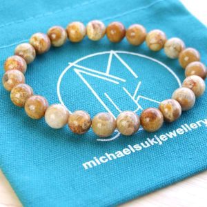 Chrysanthemum Natural Gemstone Bracelet 6-9'' Elasticated Michael's UK Jewellery