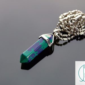 Gemstone Necklace Chrysocolla Dyed Natural Point Pendant beads mouse