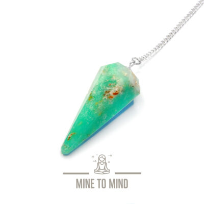 Chrysoprase Gemstone Pendulum for Divination mine to mind beadsmouse.co.uk