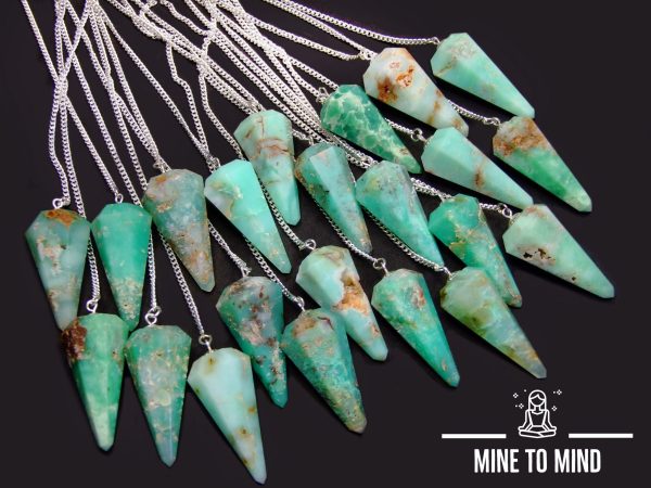 Genuine Chrysoprase Gemstone Pendulum for Divination - Image 4