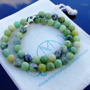 Chrysoprase Natural Gemstone Necklace 8mm Beaded 16-30inch Michael's UK Jewellery