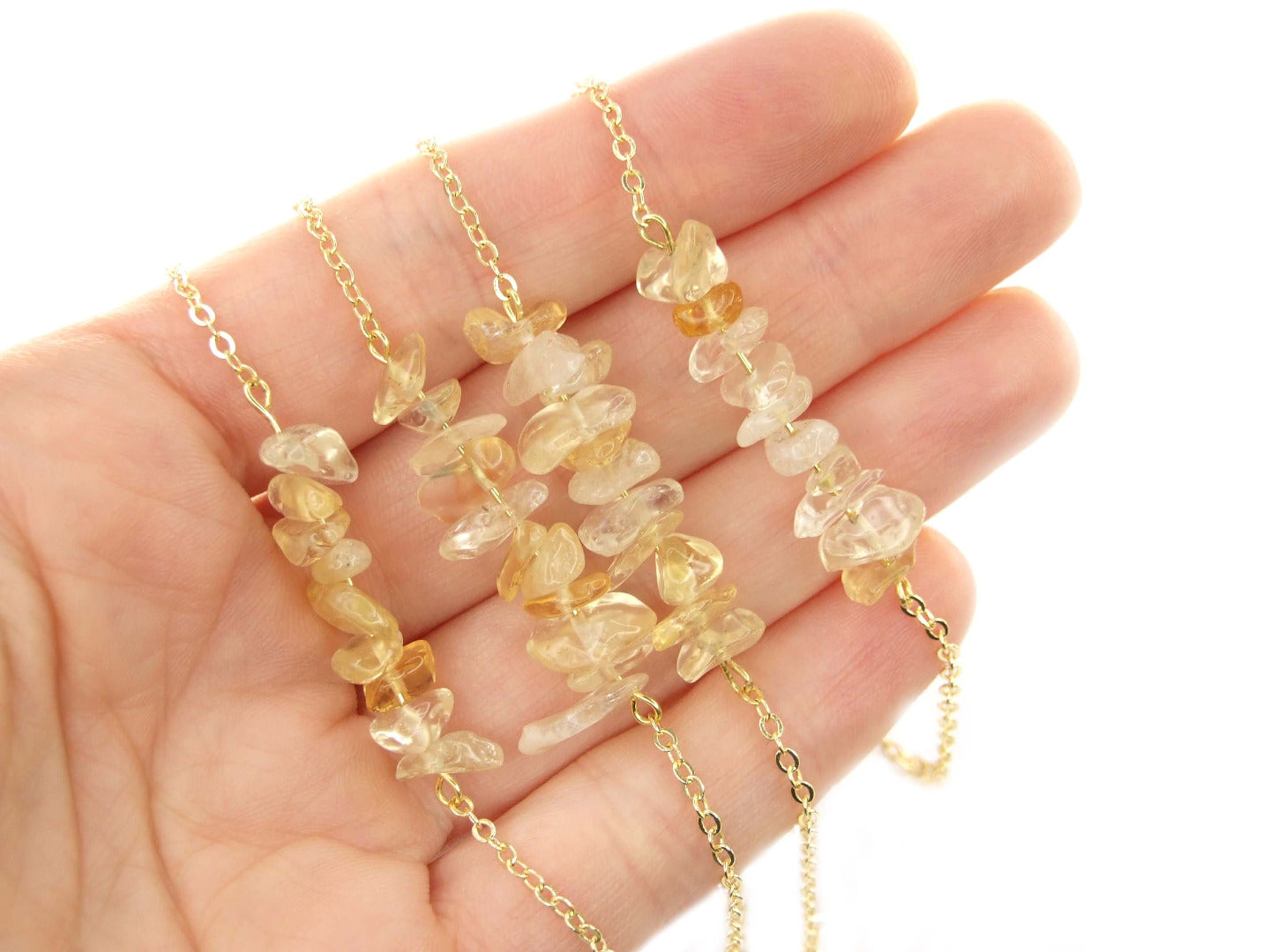 Citrine Natural Gemstone Chip Necklace Michael's UK Jewellery