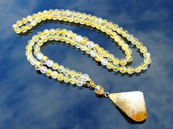 Citrine Quartz Natural Gemstone Mala Prayer Necklace Michael's UK Jewellery