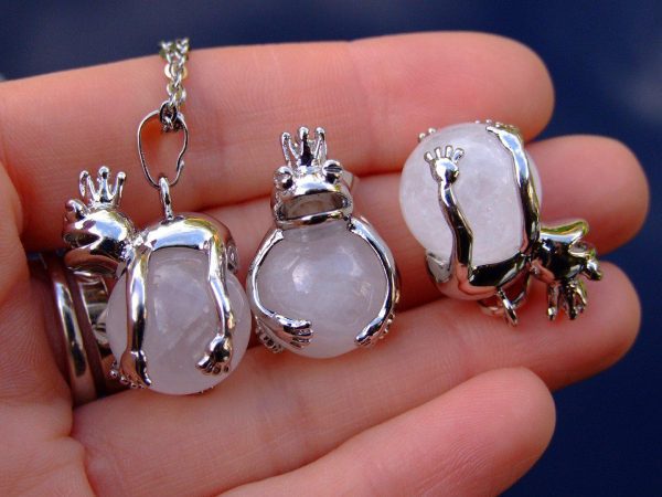 Clear Quartz Frog Natural Gemstone Pendant Necklace 50cm Michael's UK Jewellery