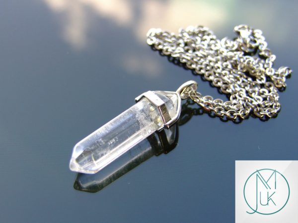 Clear Quartz Natural Crystal Point Pendant Gemstone Necklace Michael's UK Jewellery