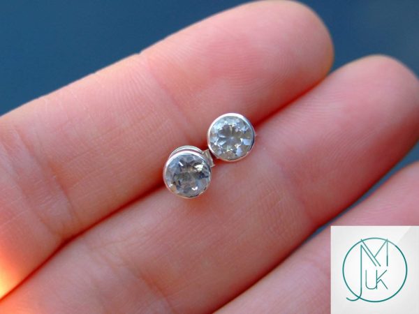 Clear Quartz Natural Gemstone 925 Sterling Silver Earrings Michael's UK Jewellery
