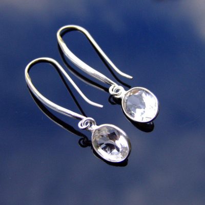 Clear Quartz Natural Gemstone 925 Sterling Silver Earrings Michael's UK Jewellery