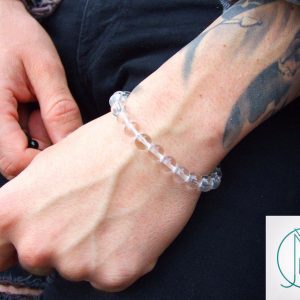 Clear Quartz Natural Gemstone Bracelet 6-9'' Elasticated Michael's UK Jewellery