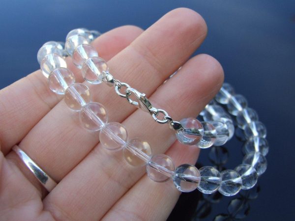 Clear Quartz Natural Gemstone Necklace 8mm Beaded 16-30inch Michael's UK Jewellery