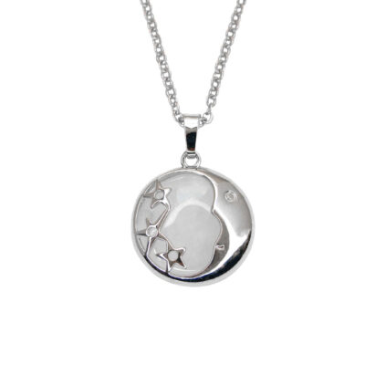 Clear Quartz Necklace Moon Shape Pendant Natural Gemstone With Pouch Michael's UK Jewellery