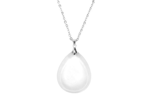 Gemstone Necklace Clear Quartz Tear Pendant Natural beads mouse