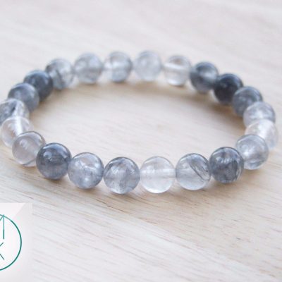 Cloudy Quartz Natural Gemstone Bracelet 6-9'' Elasticated Michael's UK Jewellery