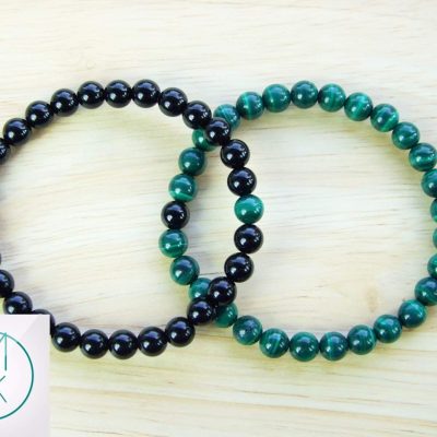 Couple Malachite Onyx Natural Gemstone Bracelet 6-9'' Elasticated Michael's UK Jewellery