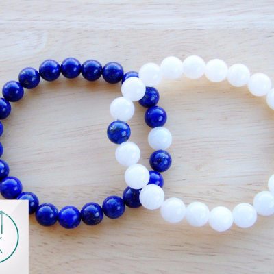 Couple Moonstone/Lapis Lazuli Natural Gemstone Bracelet 6-9'' Elasticated Michael's UK Jewellery