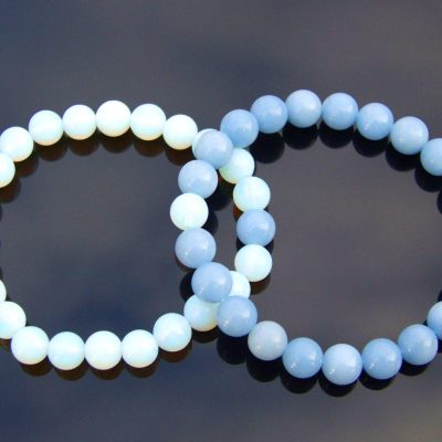 Couple Opalite/Angelite Natural Gemstone Bracelet 6-9'' Elasticated Michael's UK Jewellery
