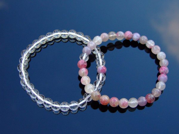 Couple Quartz/Tourmaline Natural Gemstone Bracelet 6-9'' Elasticated Michael's UK Jewellery