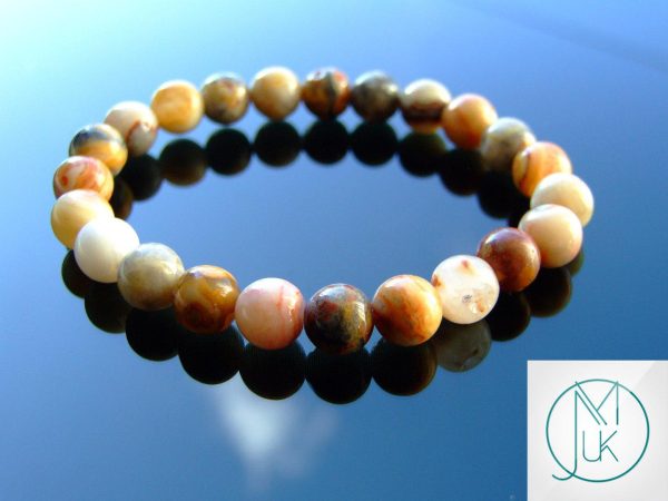 Crazy Lace Agate Natural Gemstone Bracelet 6-9'' Elasticated Michael's UK Jewellery