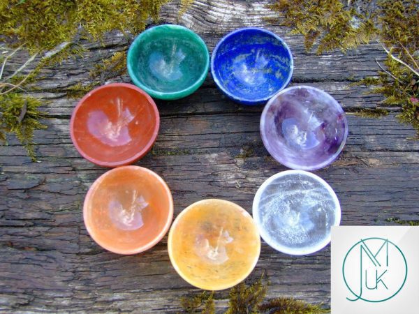 Crystal 7 Chakra 2'' Hand Carved Bowls Natural Gemstones Michael's UK Jewellery