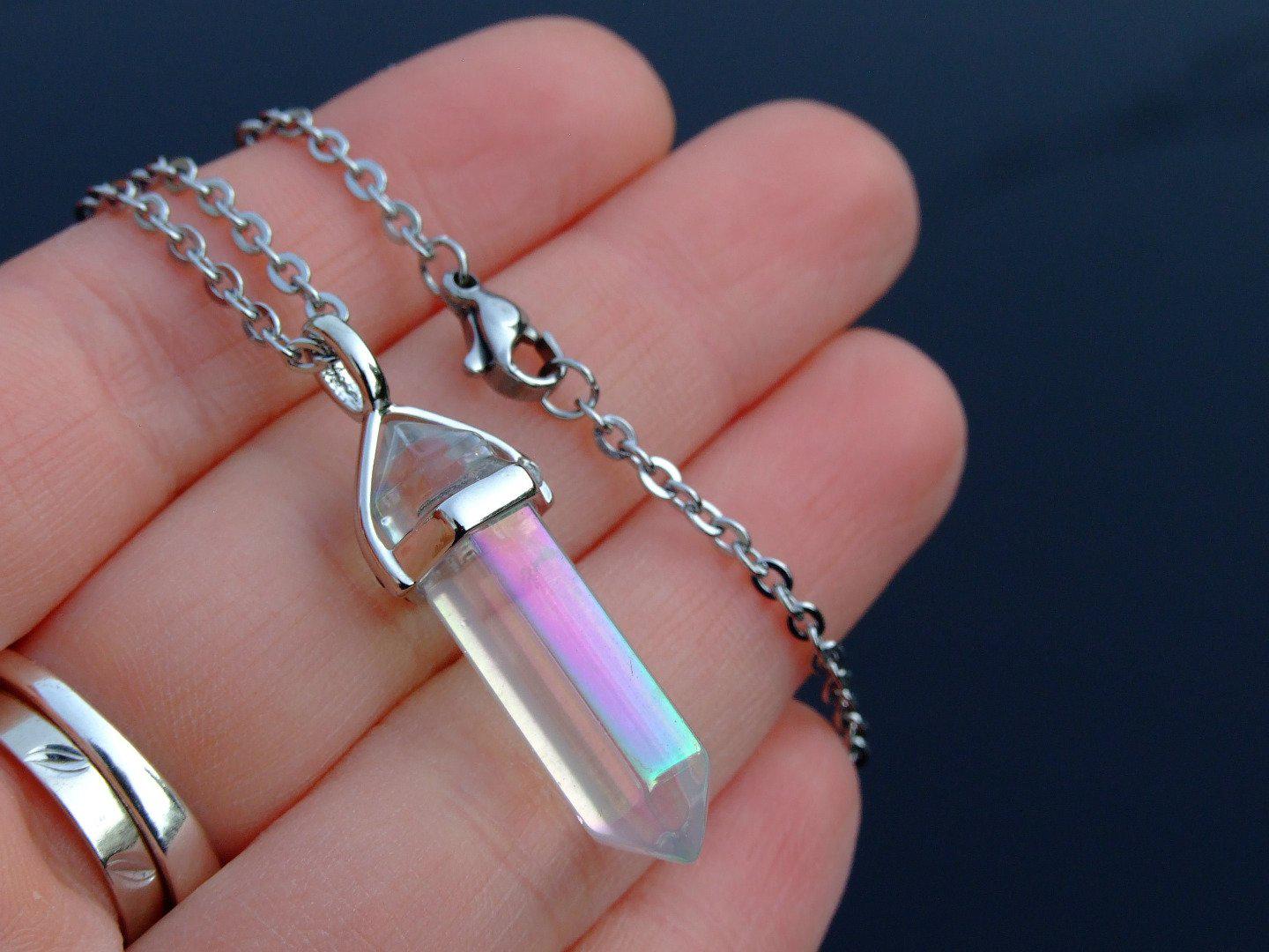 Crystal AB Glass Crystal Point Pendant Necklace Michael's UK Jewellery