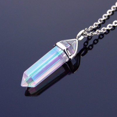 Gemstone Necklace Crystal AB Glass Natural Point Pendant beads mouse