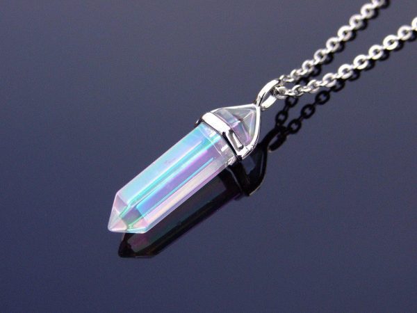 Gemstone Necklace Crystal AB Glass Natural Point Pendant beads mouse