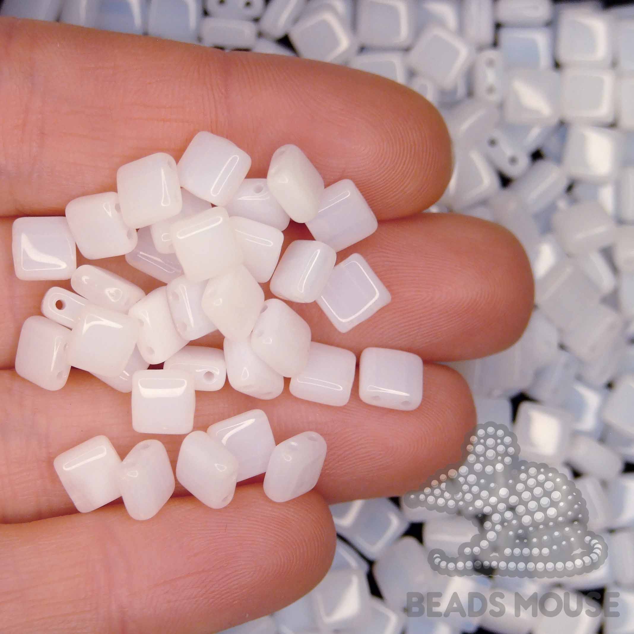 CzechMates Tile Beads 02010 Alabaster beadsmouse.co.uk