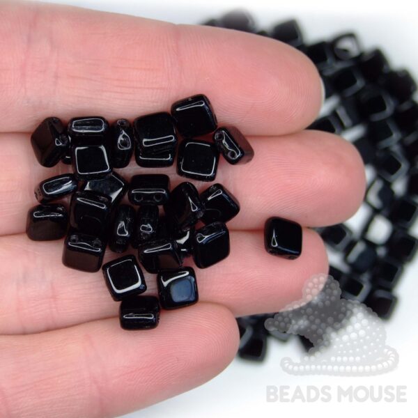 CzechMates Tile Beads 23980 Opaque Jet beadsmouse.co.uk