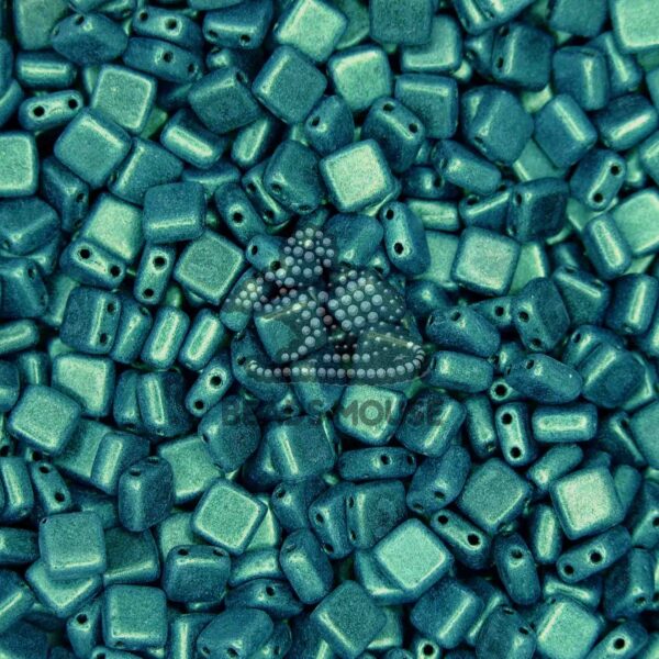 CzechMates Tile Beads 79051MJT Metallic Suede Light Green beadsmouse.co.uk