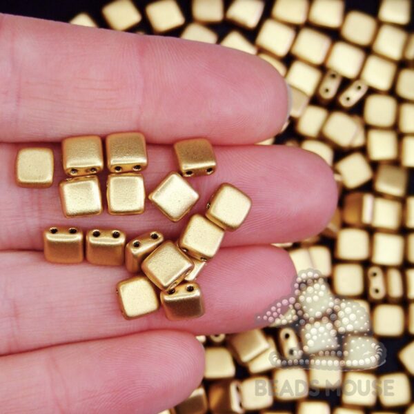 CzechMates Tile Beads K0171 Matte Metallic Flax beadsmouse.co.uk