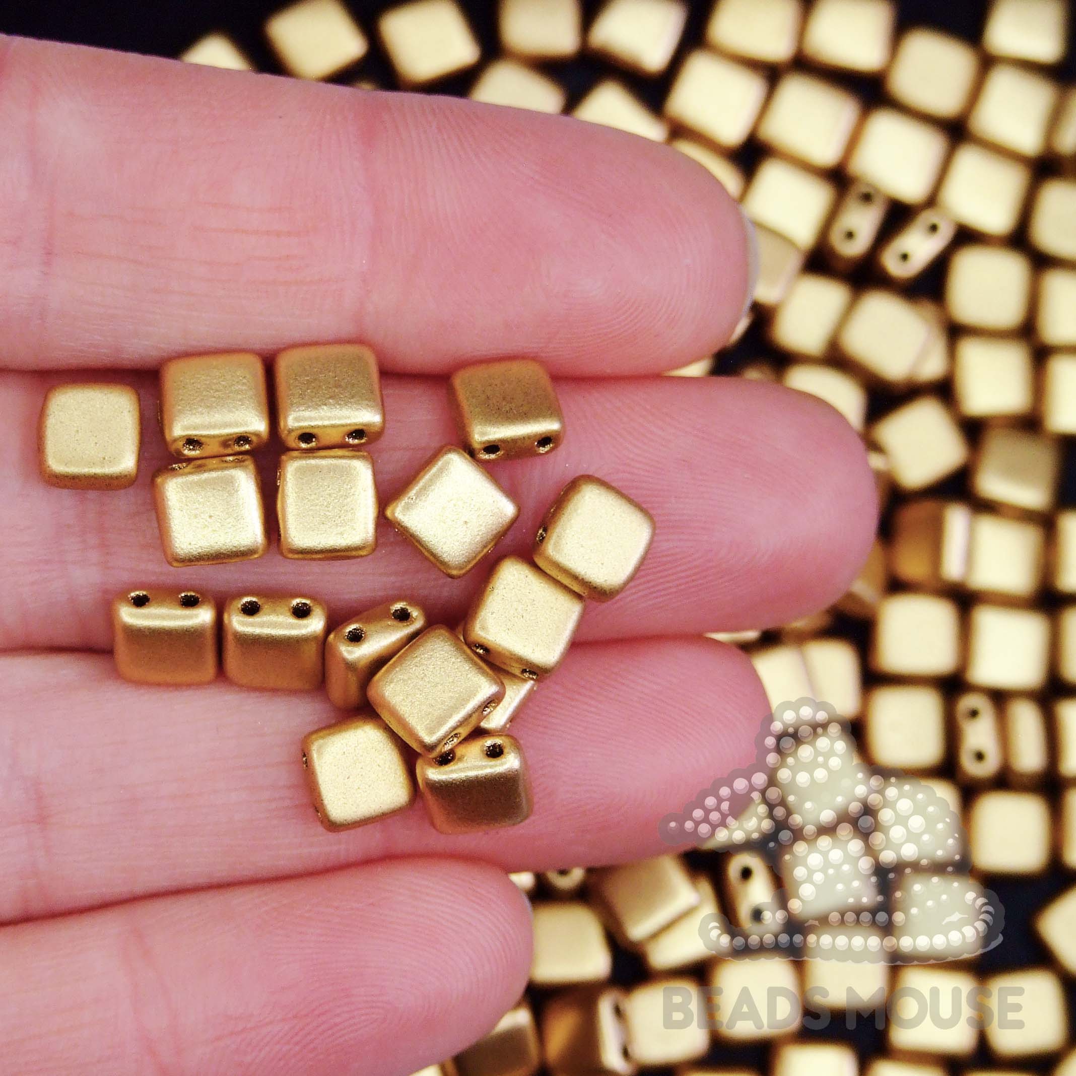 CzechMates Tile Beads K0171 Matte Metallic Flax beadsmouse.co.uk
