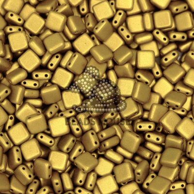 CzechMates Tile Beads K0172 Matte Metallic Aztec Gold beadsmouse.co.uk