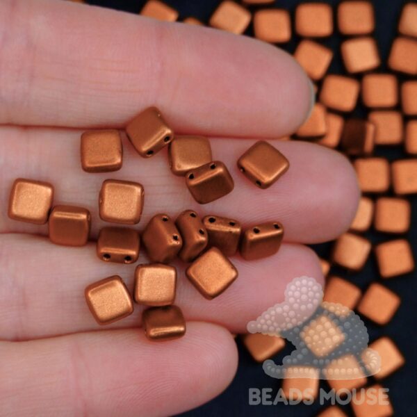 CzechMates Tile Beads K0177 Matte Metallic Copper beadsmouse.co.uk