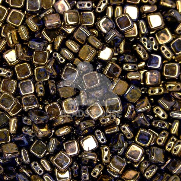 CzechMates Tile Beads LG23980 Jet Bronze Picasso beadsmouse.co.uk