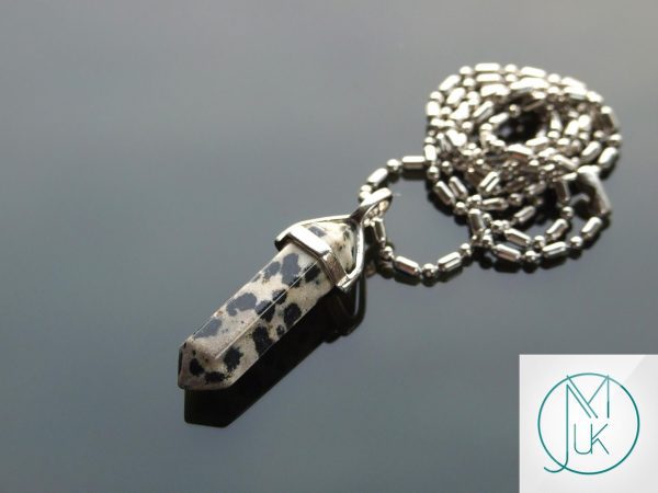 Gemstone Necklace Dalmatian Jasper Natural Point Pendant beads mouse