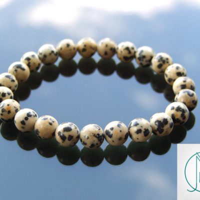 Dalmatian Jasper Natural Gemstone Bracelet 6-9'' Elasticated Michael's UK Jewellery