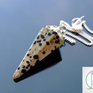 Dalmatian Jasper Pendulum Natural Gemstone for Dowsing Scrying Divination Meditation Michael's UK Jewellery