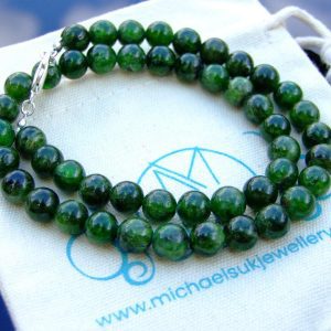 Diopside Natural Gemstone Necklace 8mm Beaded 16-30inch Michael's UK Jewellery