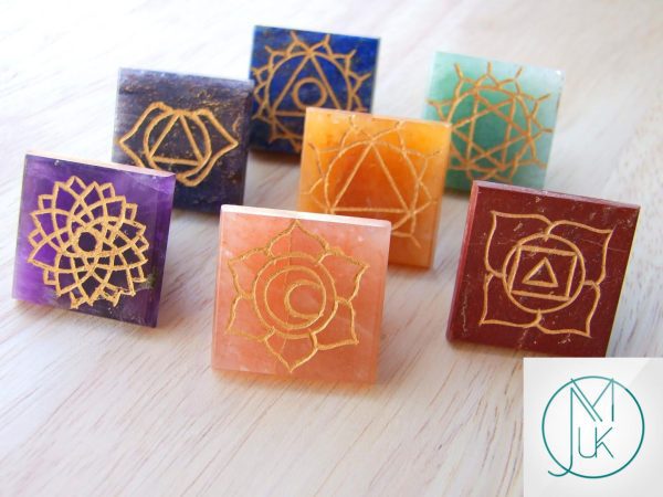 Energy Charged 7 Chakra Pyramids Natural Set with Pouch Michael's UK Jewellery