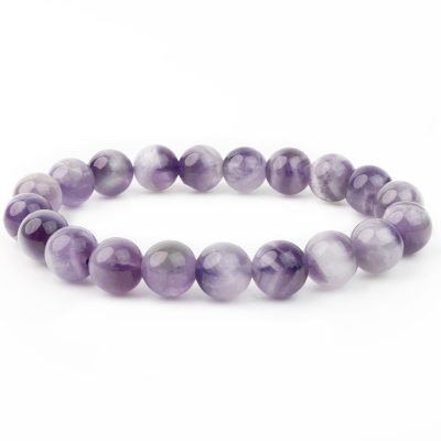 Fancy Amethyst 10mm Natural Gemstone Bracelet 6-9'' Elasticated Michael's UK Jewellery