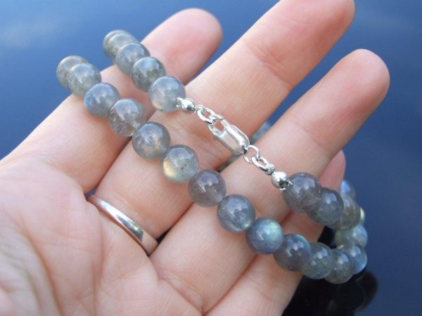 Fire Labradorite Natural Gemstone Necklace 8mm Beaded 16-30inch Michael's UK Jewellery