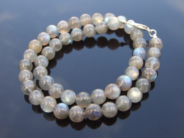 Fire Labradorite Natural Gemstone Necklace 8mm Beaded 16-30inch Michael's UK Jewellery
