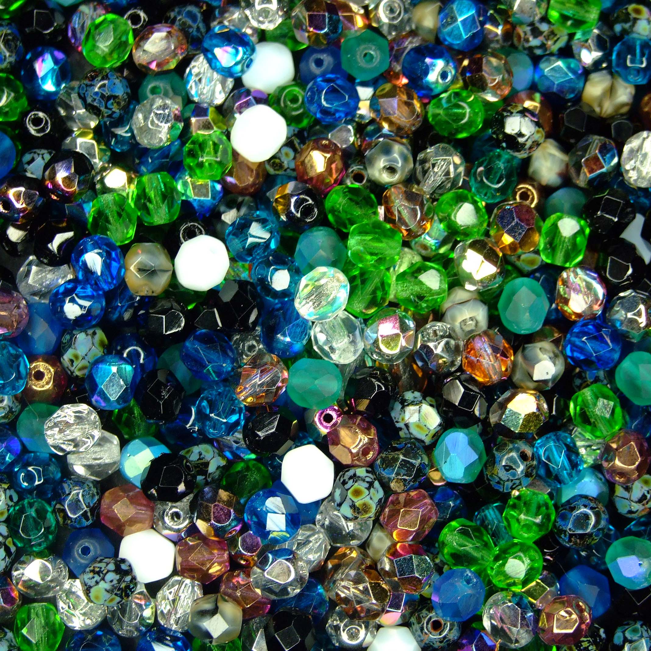 Fire Polished 6mm Natural Mix beadsmouse.co.uk